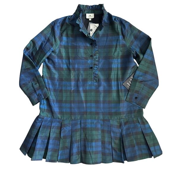 Tuckernuck Blackwatch Tate Plaid Callahan Long Sleeve Mini Dress Green Sz Large - Picture 6 of 13
